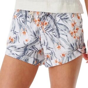 NWT Rip Curl Orange, White & Gray Floral Drawstring Shorts Size M